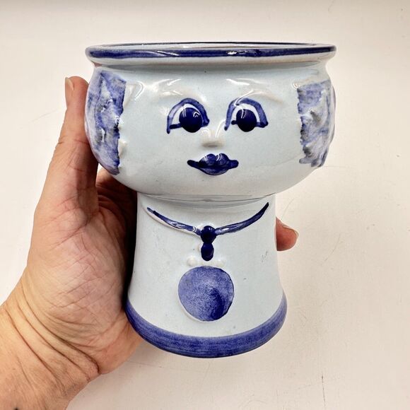 Vintage Ancher Iversen Special Design Head Face Vase Denmark Pottery Handpainted - Picture 9 of 10